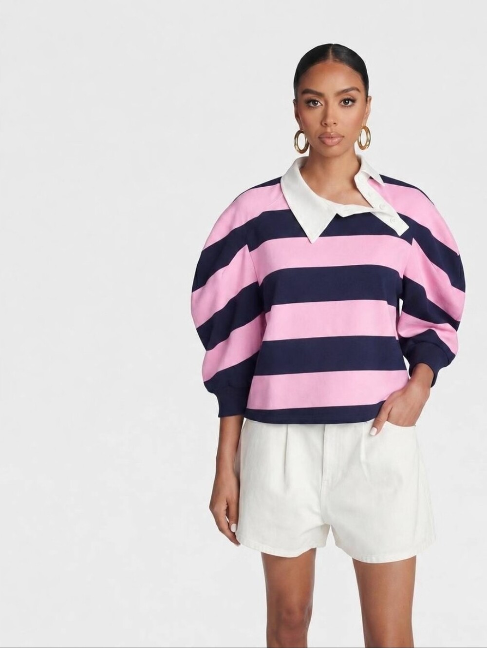 KBB by Kahlana "The Striped Asymmetric Rugby" polo shirt